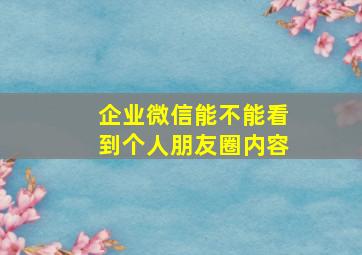 企业微信能不能看到个人朋友圈内容