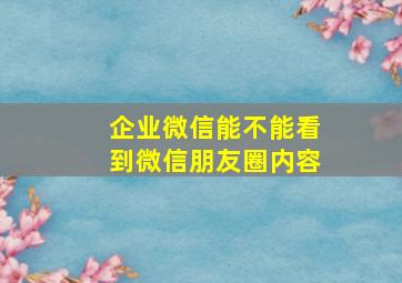 企业微信能不能看到微信朋友圈内容