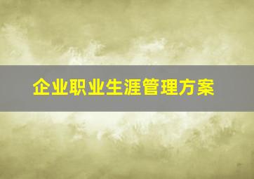 企业职业生涯管理方案