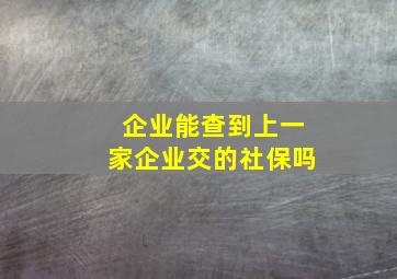 企业能查到上一家企业交的社保吗