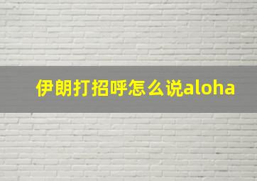 伊朗打招呼怎么说aloha