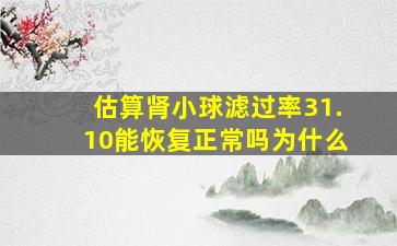 估算肾小球滤过率31.10能恢复正常吗为什么