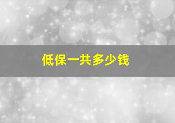 低保一共多少钱