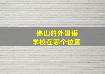 佛山的外国语学校在哪个位置