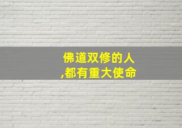 佛道双修的人,都有重大使命