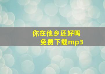 你在他乡还好吗免费下载mp3