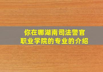 你在哪湖南司法警官职业学院的专业的介绍