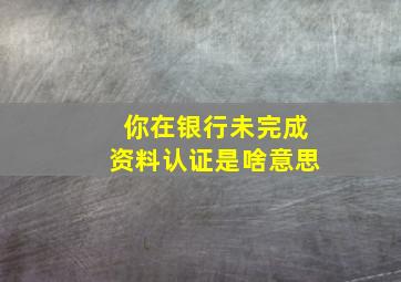 你在银行未完成资料认证是啥意思