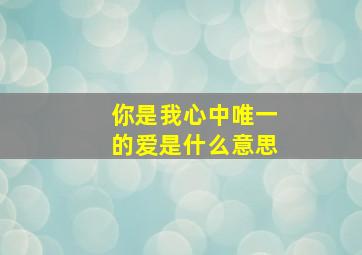 你是我心中唯一的爱是什么意思