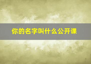 你的名字叫什么公开课