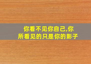 你看不见你自己,你所看见的只是你的影子