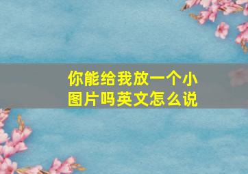 你能给我放一个小图片吗英文怎么说