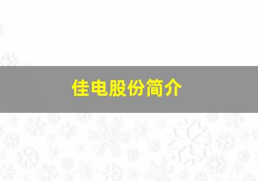 佳电股份简介