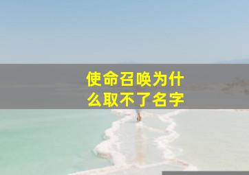 使命召唤为什么取不了名字