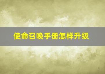 使命召唤手册怎样升级