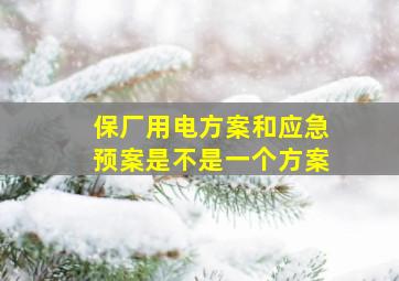 保厂用电方案和应急预案是不是一个方案