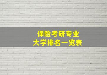 保险考研专业大学排名一览表