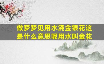 做梦梦见用水浇金银花这是什么意思呢用水叫金花