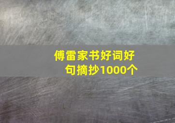 傅雷家书好词好句摘抄1000个