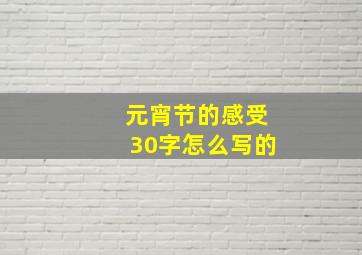 元宵节的感受30字怎么写的