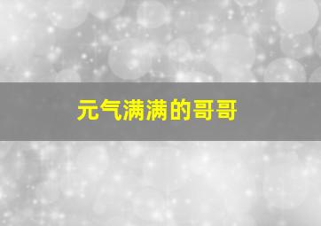 元气满满的哥哥