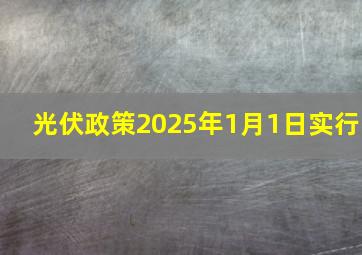 光伏政策2025年1月1日实行