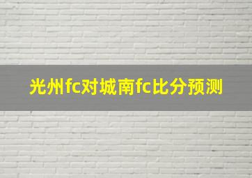 光州fc对城南fc比分预测