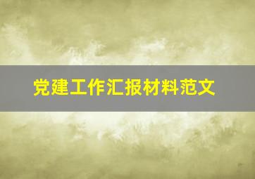 党建工作汇报材料范文