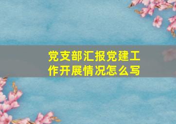 党支部汇报党建工作开展情况怎么写