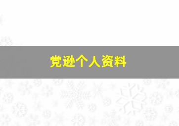 党逊个人资料