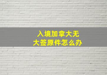 入境加拿大无大签原件怎么办