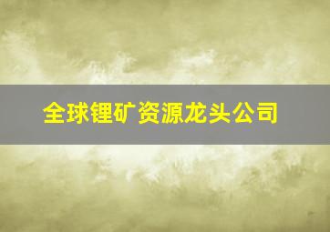 全球锂矿资源龙头公司