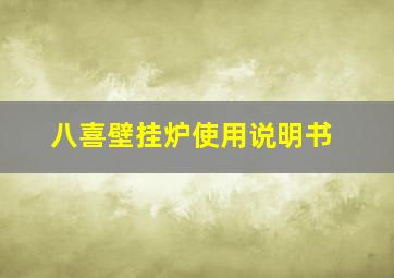 八喜壁挂炉使用说明书