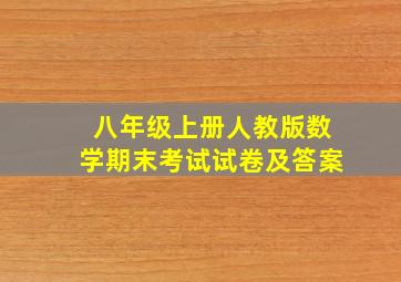 八年级上册人教版数学期末考试试卷及答案