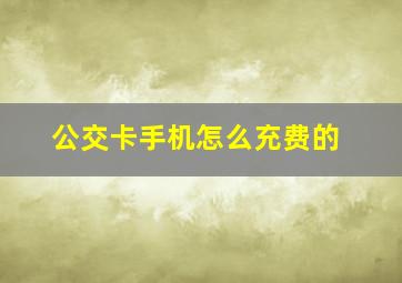 公交卡手机怎么充费的