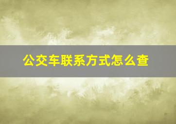 公交车联系方式怎么查