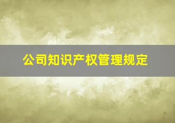 公司知识产权管理规定