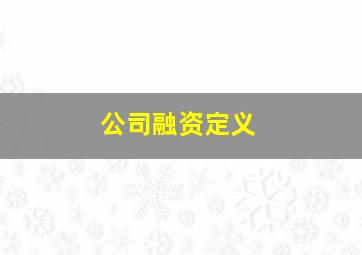 公司融资定义