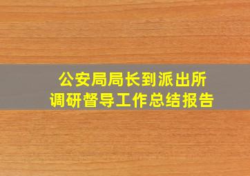 公安局局长到派出所调研督导工作总结报告