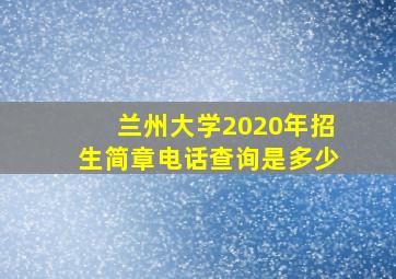 兰州大学2020年招生简章电话查询是多少