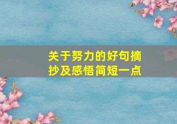 关于努力的好句摘抄及感悟简短一点