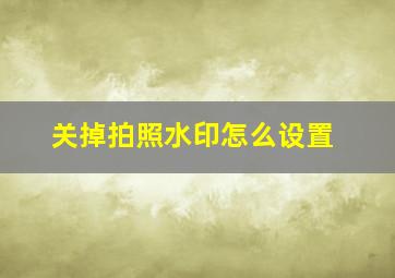 关掉拍照水印怎么设置