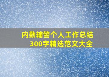 内勤辅警个人工作总结300字精选范文大全