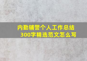 内勤辅警个人工作总结300字精选范文怎么写