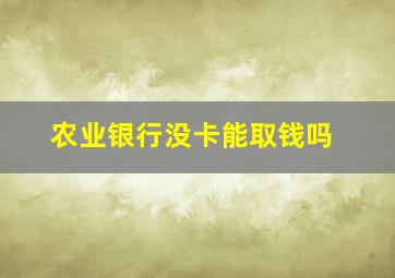 农业银行没卡能取钱吗