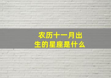 农历十一月出生的星座是什么