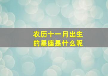 农历十一月出生的星座是什么呢