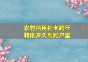 农村信用社卡跨行转账多久到账户里