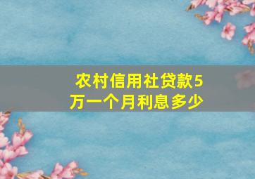 农村信用社贷款5万一个月利息多少