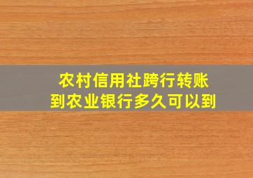 农村信用社跨行转账到农业银行多久可以到